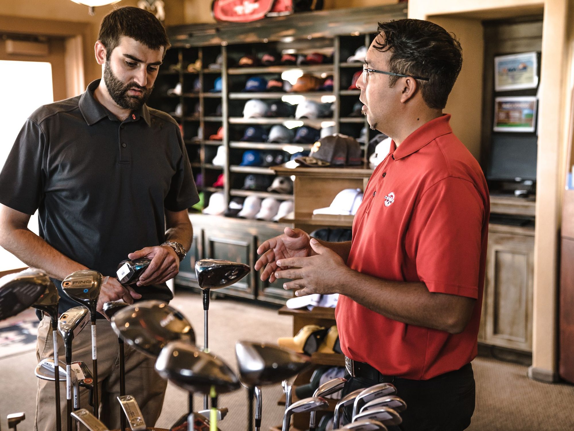 Club fitting session with a launch monitor